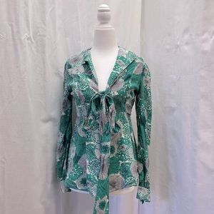 Anthropologie silk peplum blouse Floral